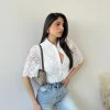 Blusa sangallo a manica corta