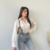 Blusa simil raso champagne