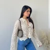 Camicia in crochet beige