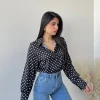 Camicia pois effetto raso nera