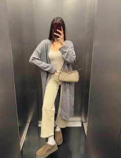 Cardigan lungo in maglia grey