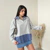 Felpa con camicia e coulisse grey