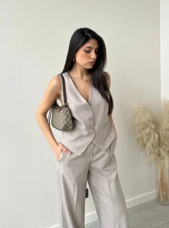 Gilet 4 bottoni beige