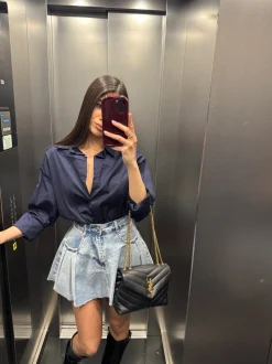 Gonna di jeans a balze blu jeans