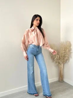 Jeans con brillanti a vita alta 1325-1