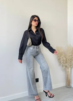 Jeans grey con diamantini P315