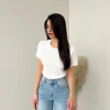 Maglia a manica corta in maglia bianca