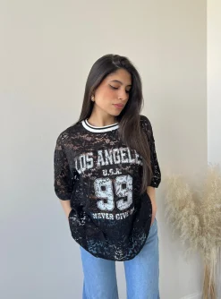 Maglia Los Angeles in pizzo nera
