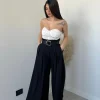 Pantalone con cintura gamba over nero