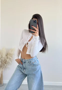 Top fiocchetti bianco