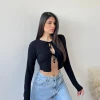 Top fiocchetti nero